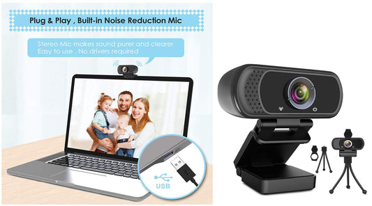 Webcam HD 1080p Web Camera, USB PC Computer Webcam with Microphone cam