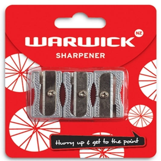 WARWICK PENCIL SHARPENER METAL MULTI 3 PACK HANGSELL