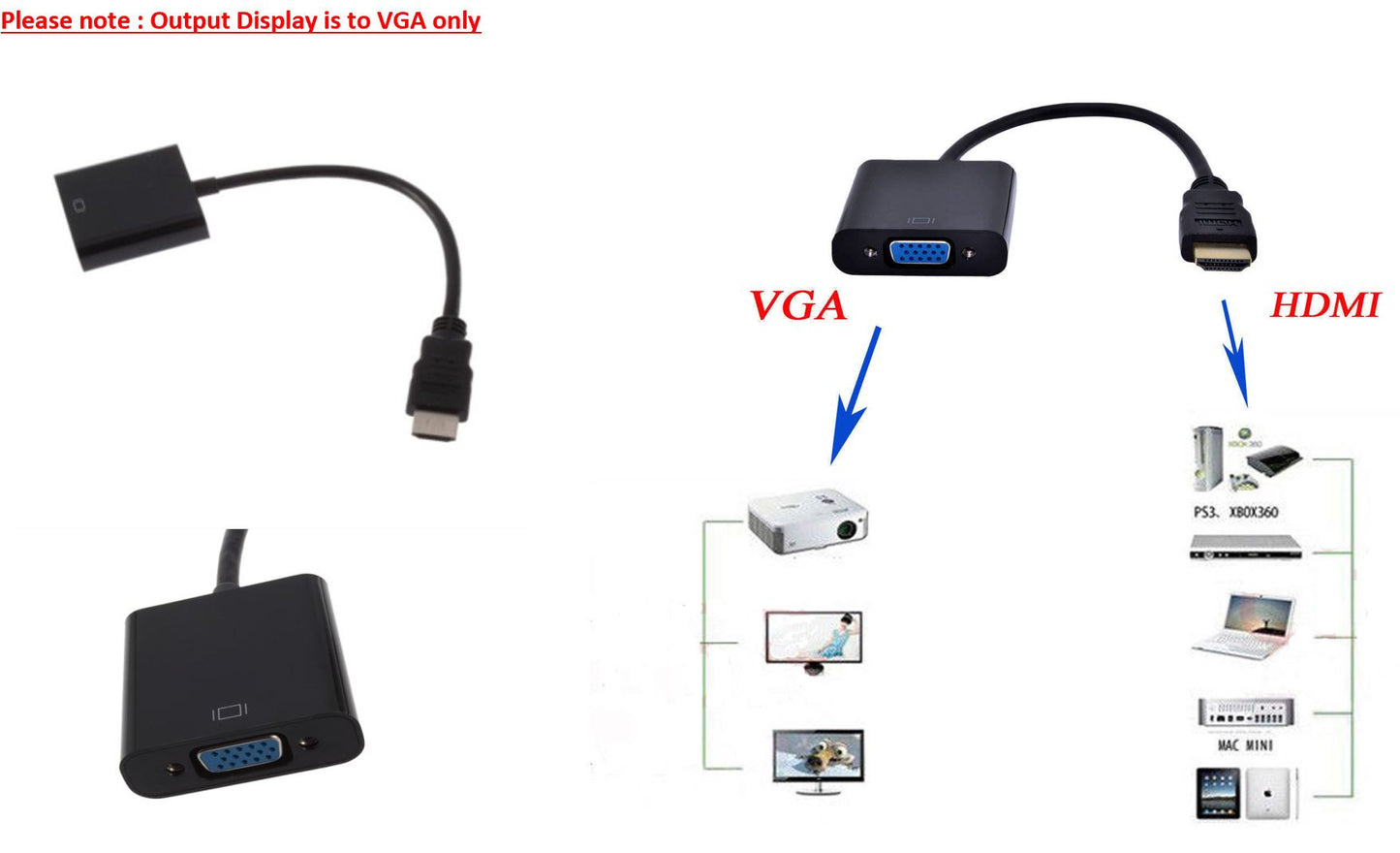 HDMI Male to VGA RGB Female HDMI to VGA Video Converter adapter 1080P for PC T9 HDMI to VGA