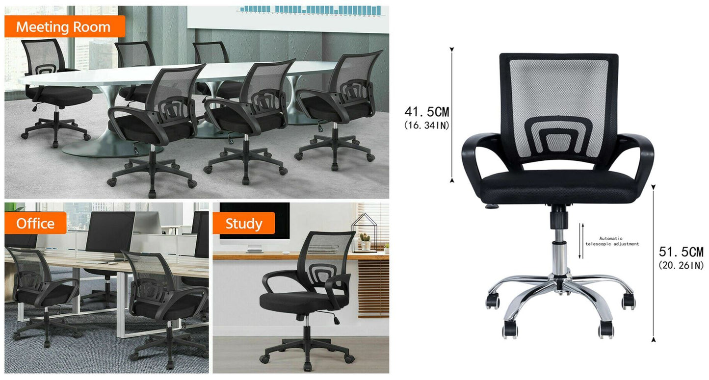 Computer Desk Rolling Chair Mid-Back Mesh Office Height Adjustable Ergonomic US