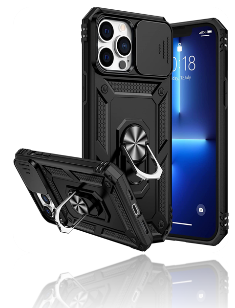 Goton Armor Case for iPhone 13 Pro Max Stand Case with Slide Camera Cover & Kickstand Military Grade Shockproof Heavy Duty Protective