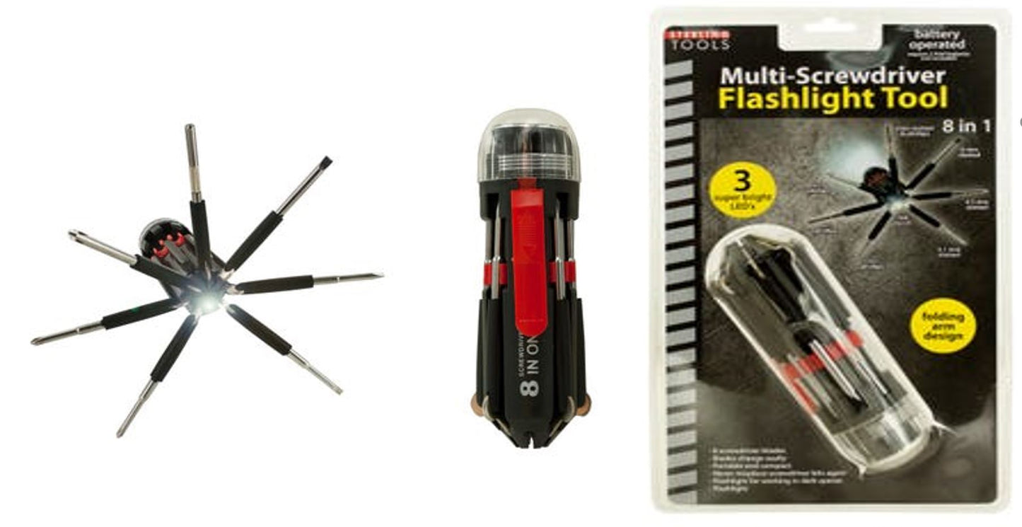 8-in-1 Multi-Screwdriver Flashlight Tool