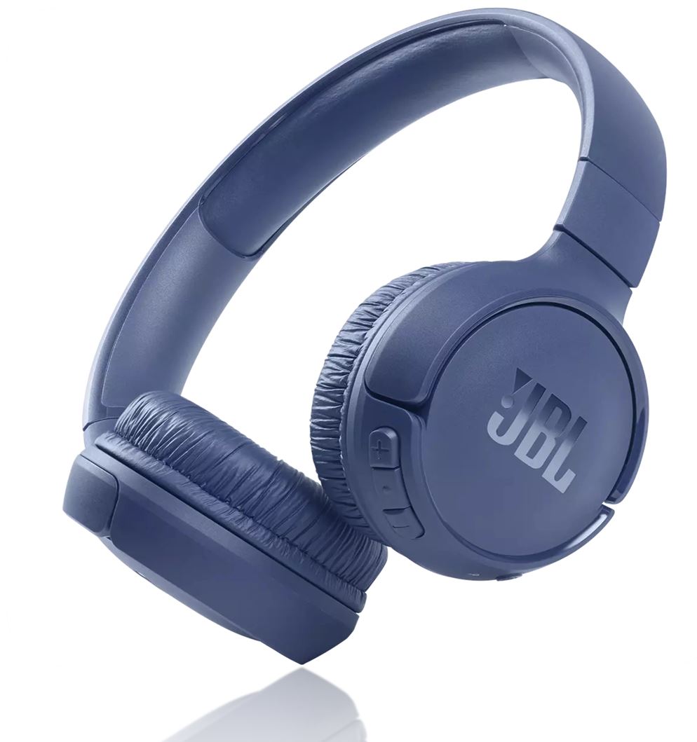 JBL Tune 510BT Wireless On-Ear Headphones - Blue - JBL Pure Bass sound, up to 40 hour battery life, lightweight + foldable, Multipoint, BT 5.0 + Type-C