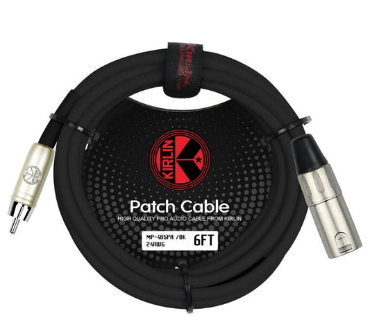 Kirlin Patch Cable MP-485PR-6FT/BK 24AWG XLR MALE-RCA PLUG