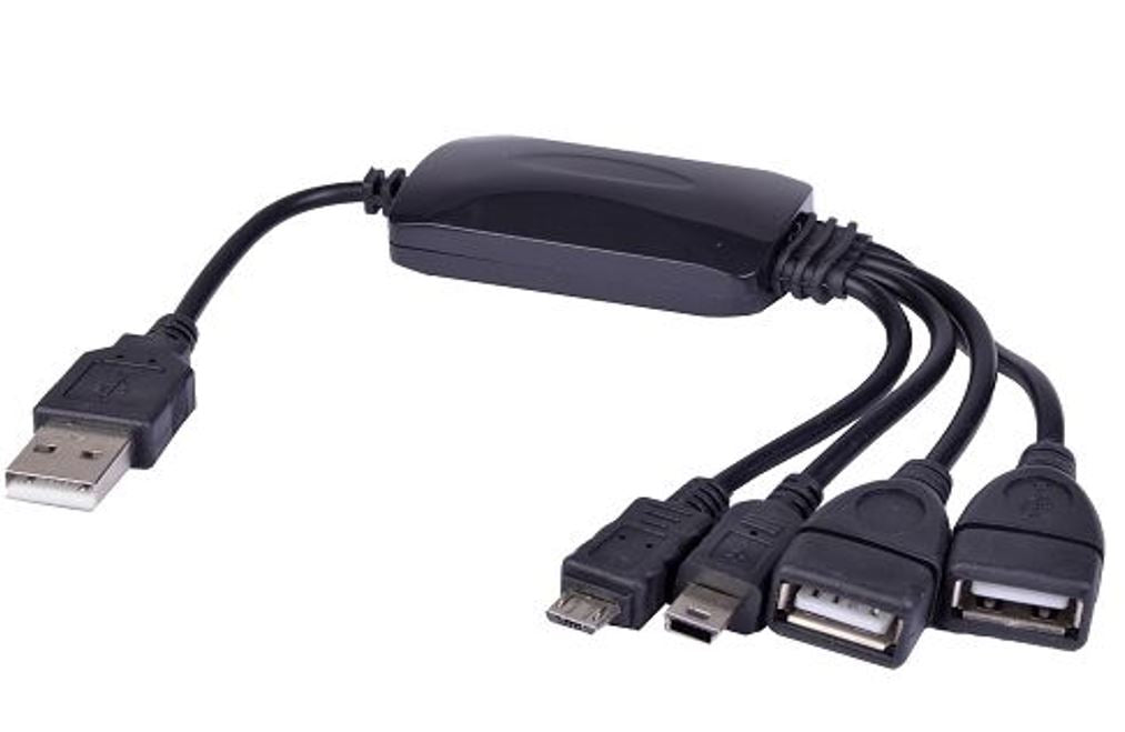 VIBE Axcess 4-Port USB 2.0 Breakout Hub (Black) w/Mini & Micro USB
