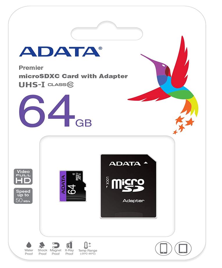 ADATA Premier 64GB microSDXC UHS-I Class 10 Memory Card with 1 Adapter Read up to 80MB/s