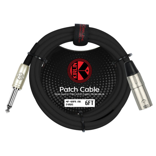 Kirlin Patch Cable MP-481PR-6FT/BK 24AWG XLR MALE-1/4" MONO PLUG