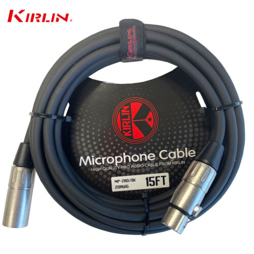 Kirlin Microphone Cable MP-280-15FT/BK 20AWG XLR MALE-XLR FEMALE