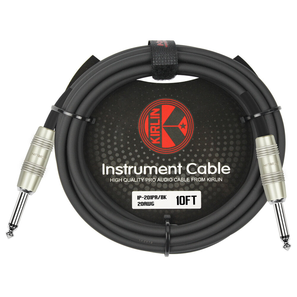 Kirlin Instrument Cable IP-201PR-10FT/BK 20AWG 1/4" MONO PLUG-SAME