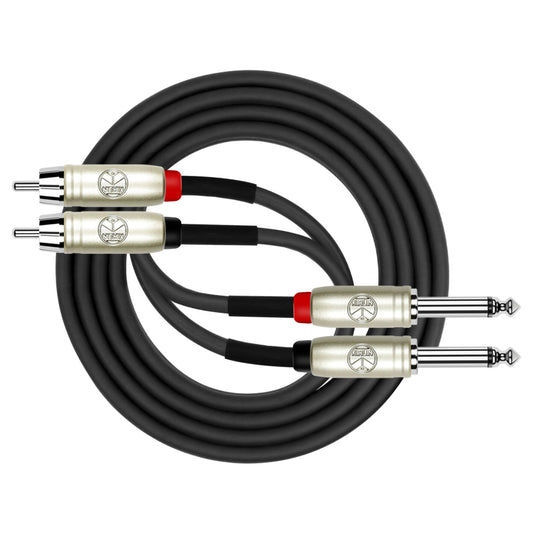 Kirlin Patch Cable AP-403PR-3FT/BK 24AWG 2x1/4" MONO PLUG-RCA PLUG
