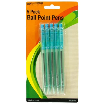 Light Blue Ball Point Pens Set 4 Pack